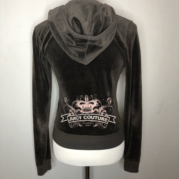 Juicy Couture Tops - Juicy Couture Brown Velour Embellished Hoodie
